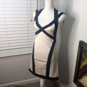 Navy blue and cream dress